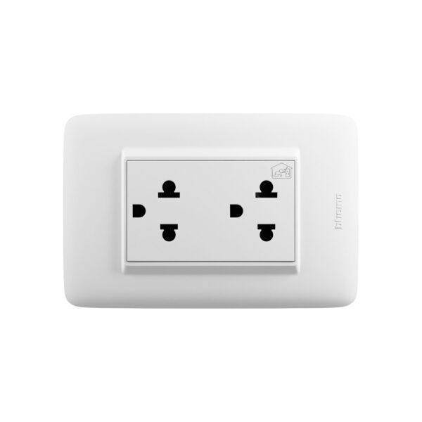 Beneficios de utilizar materiales eléctricos certificados en proyectos de gran escala 5 AP1222B Tomacorriente Duplex EU/US 2P+T Domino Sencia Plus Bticino