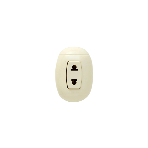 Tomacorriente universal simple 16A-250V, 1 mód. OVAL Marfil Bticino