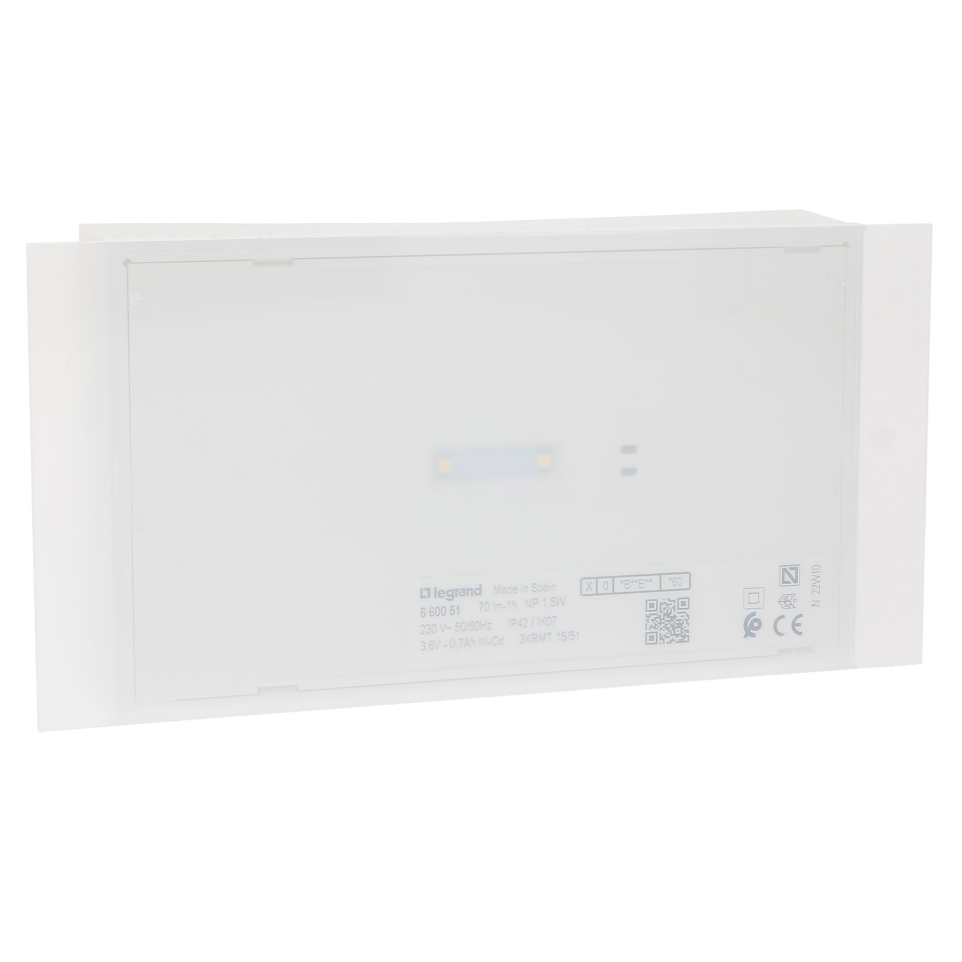 Luminaria de emergencia U22LED 70 lm 1 h NP rectangular estándar Legrand 660051 Luminaria de emergencia U22LED 70 lm 1 h NP rectangular estándar Legrand